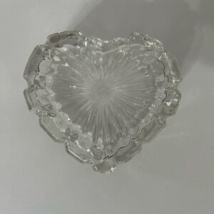 Elegant Crystal Heart-Shaped Trinket Box With Lid 4 inches Wide